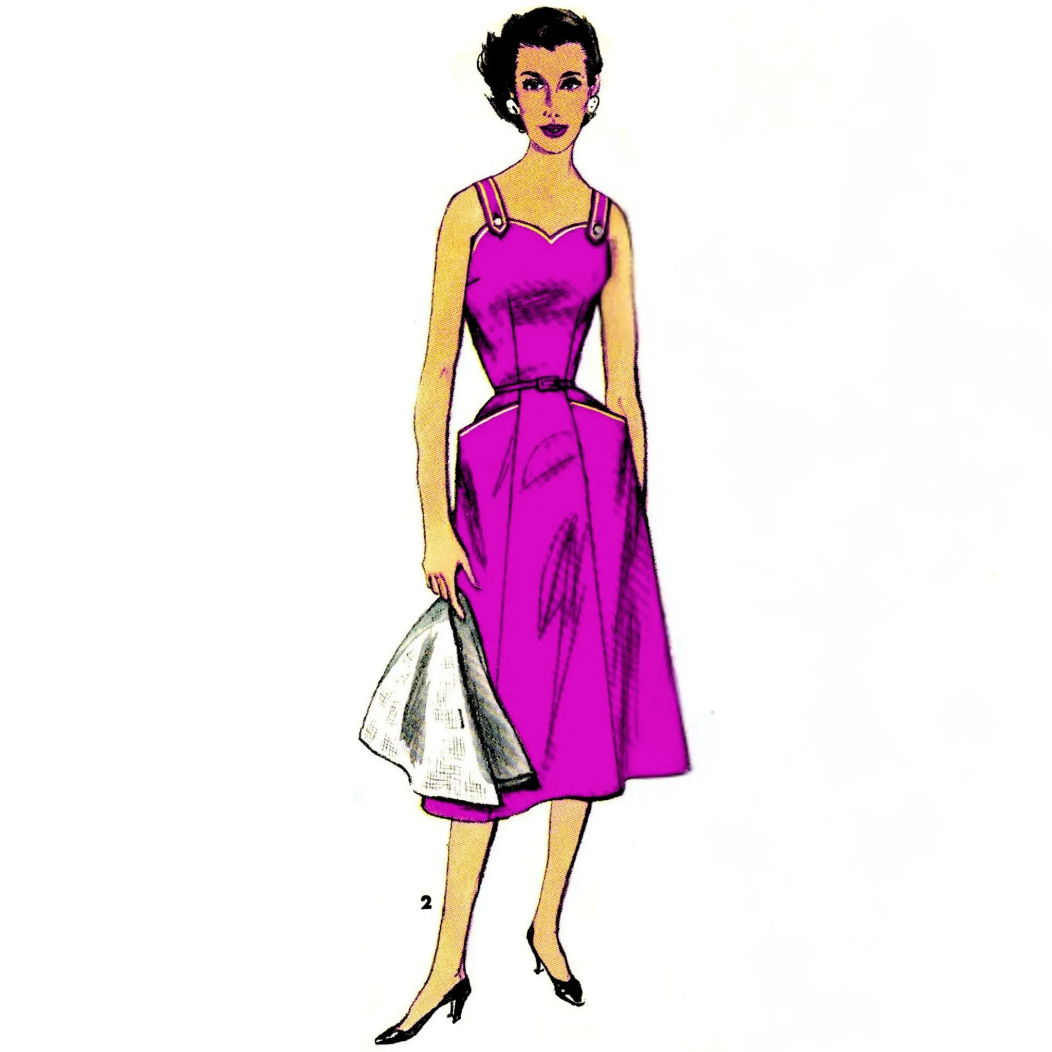 1950s Sewing Pattern, Dress and Detachable Cape - Bust: 40” (101cm)
