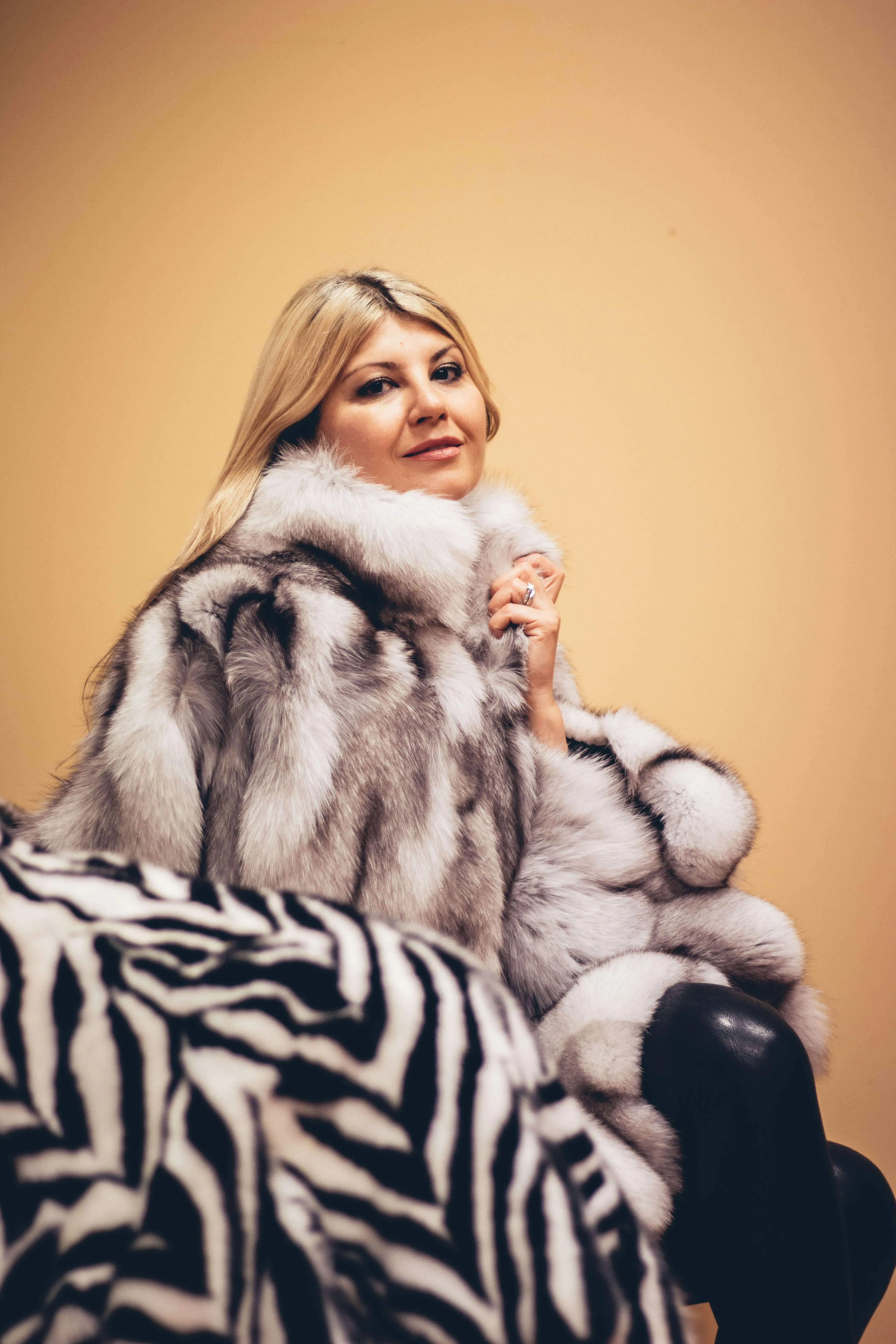 59 | Natural Blue Fox Patchwork Fur Cape