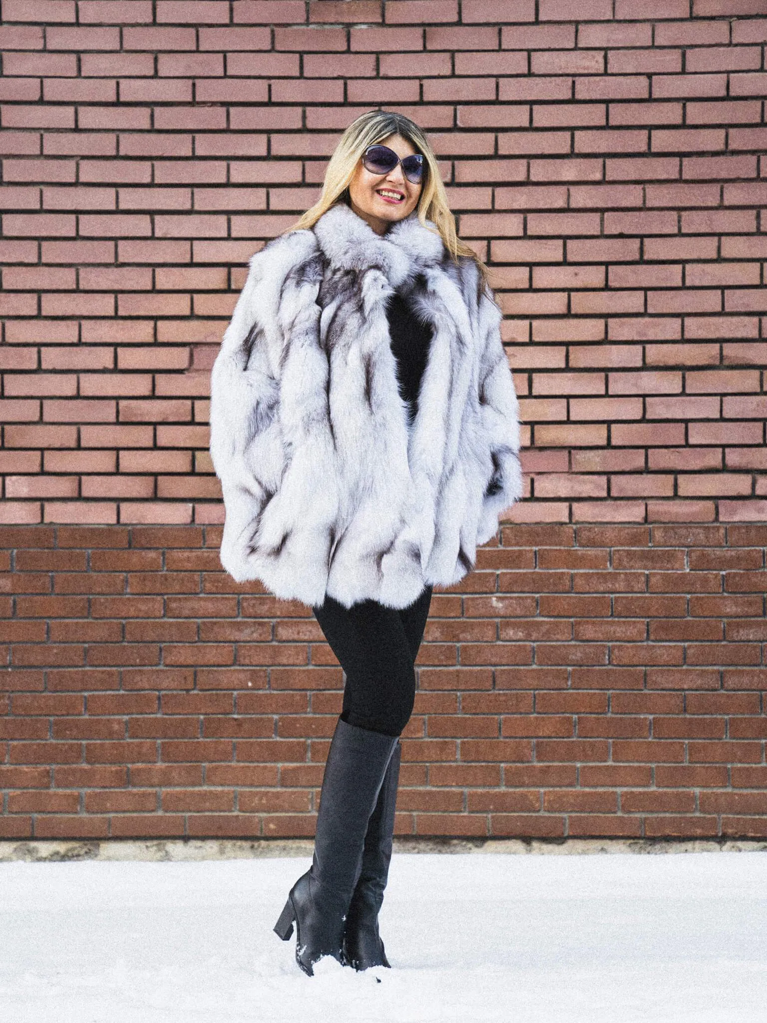 59 | Natural Blue Fox Patchwork Fur Cape