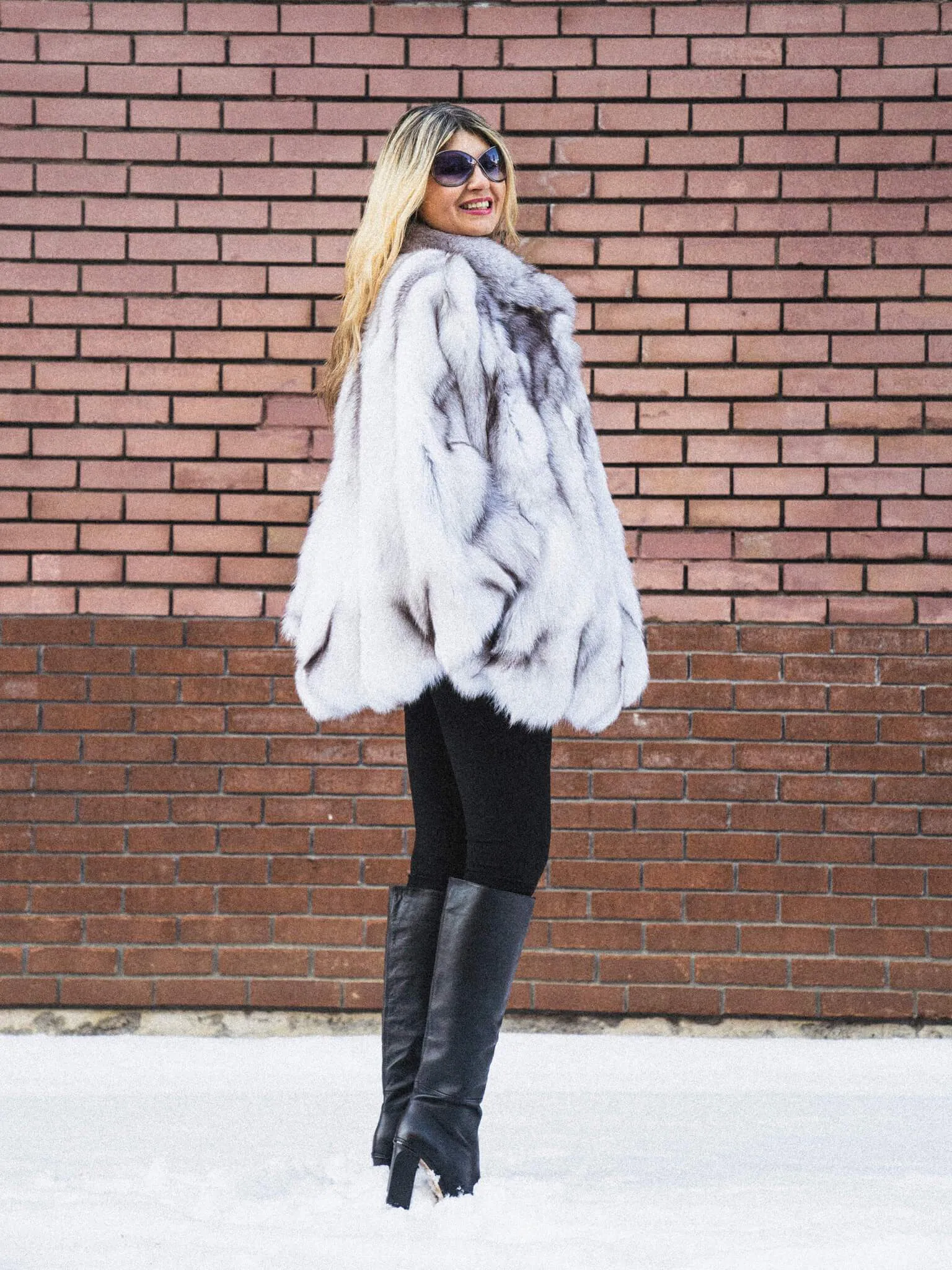 59 | Natural Blue Fox Patchwork Fur Cape