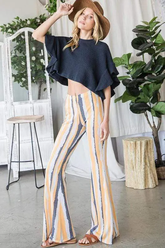 Aeryn High Rise Striped Flares Yellow Multi
