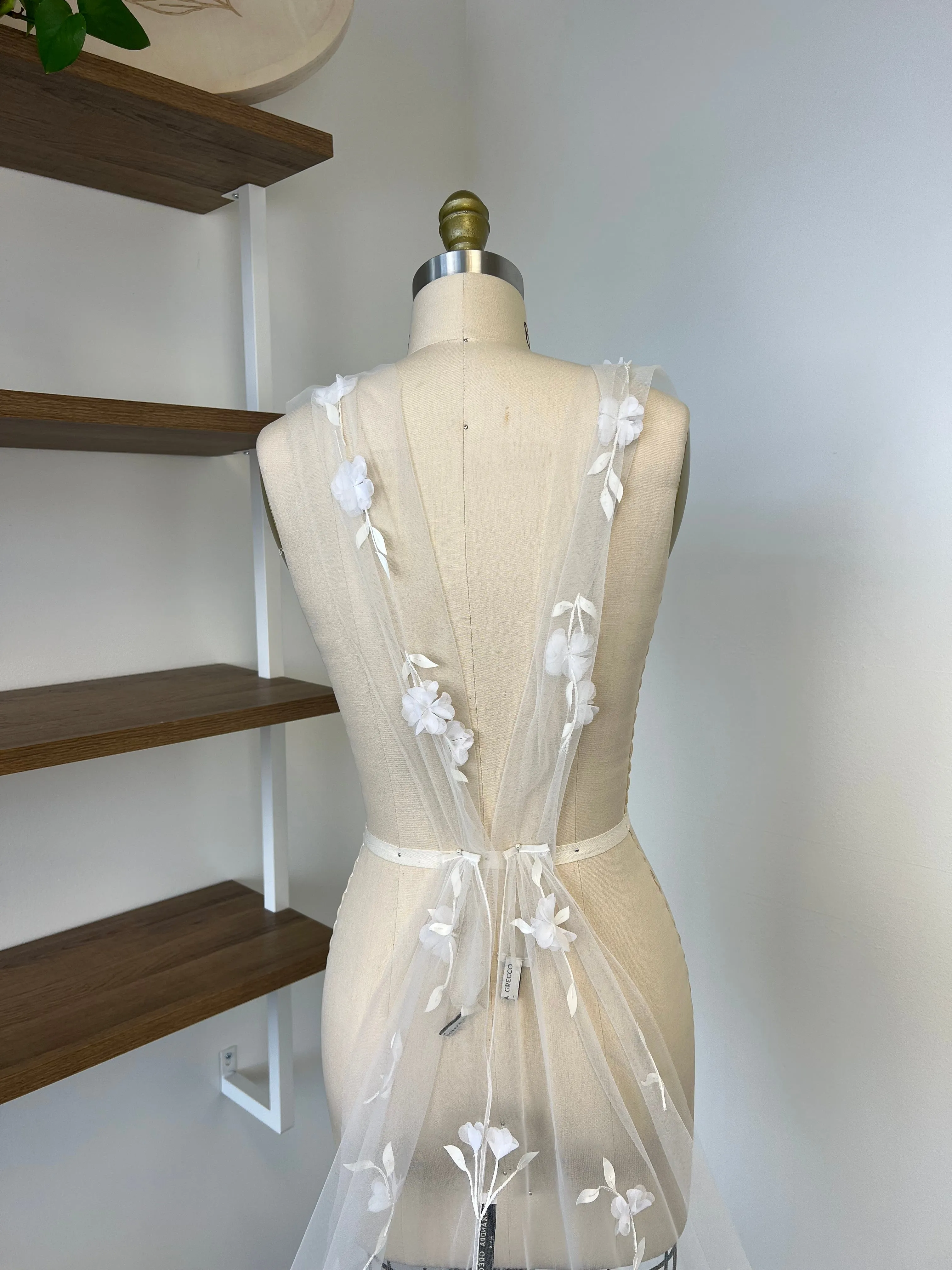 Alexandra Grecco Lilou Cap Sleeves and Train