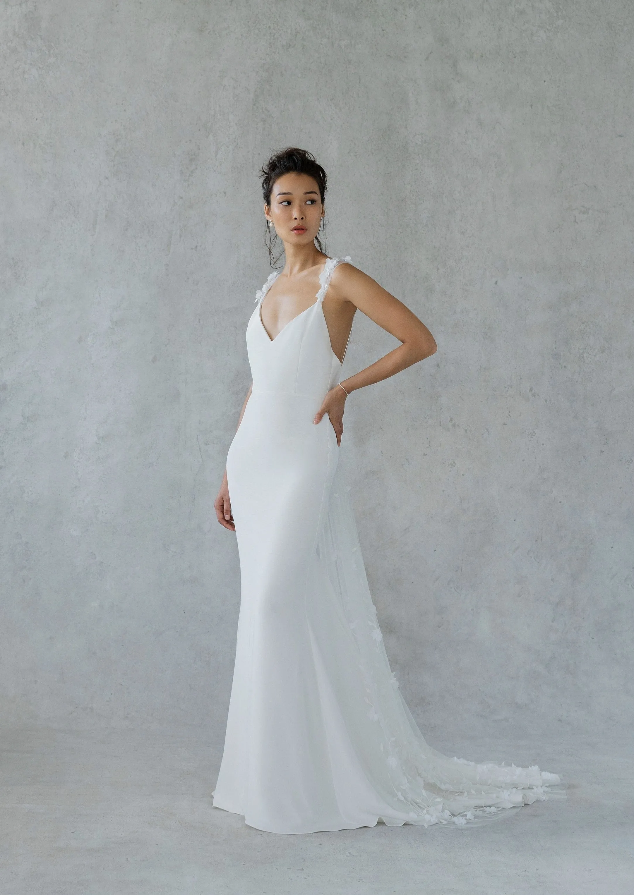 Alexandra Grecco Lilou Cap Sleeves and Train