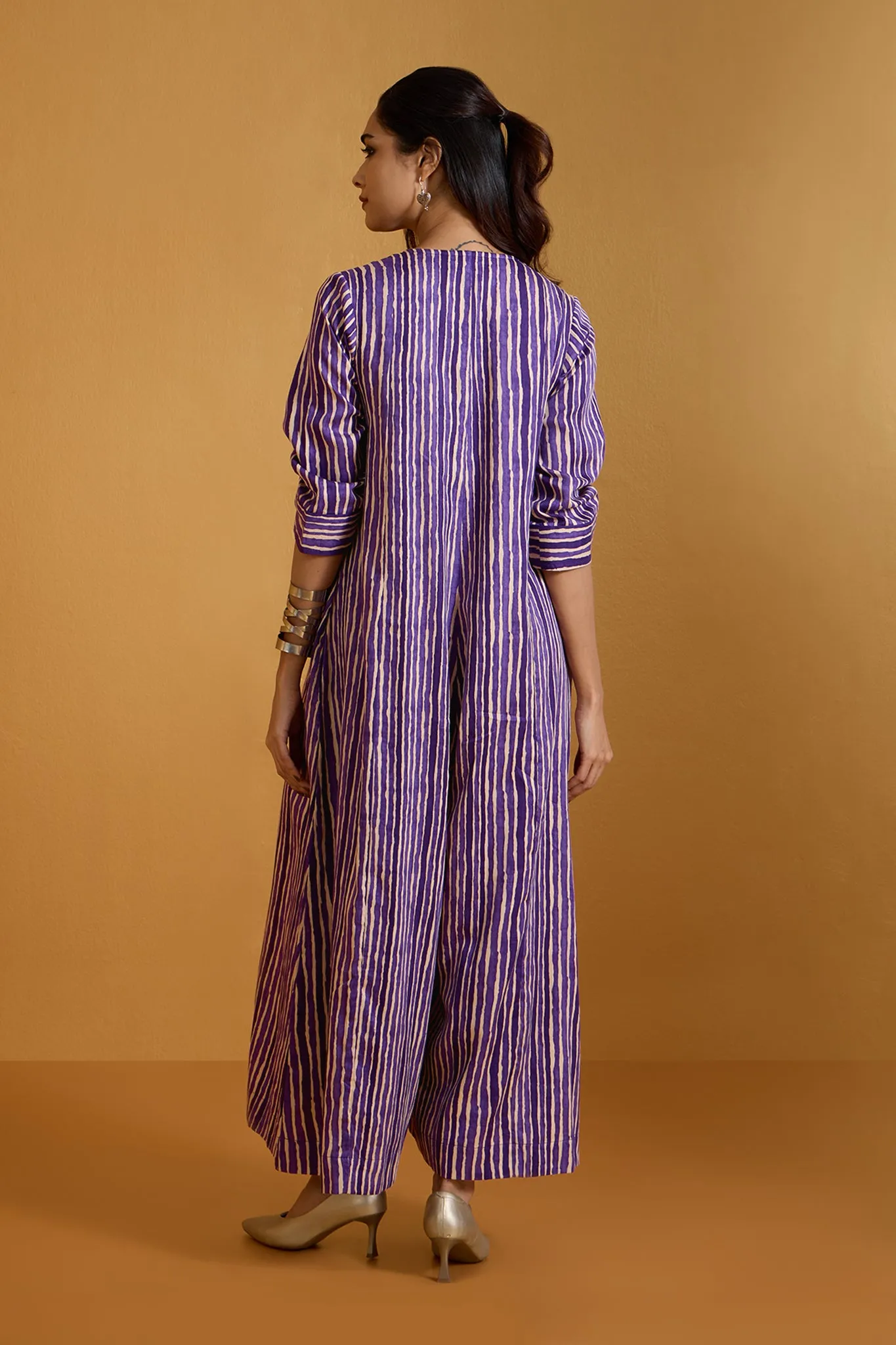 Amethyst Rhythm Stripes Jumpsuit with Pockets