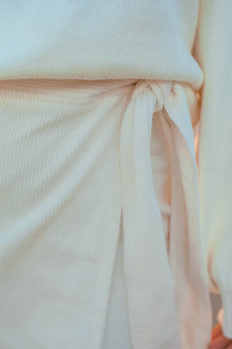 Anna Corduroy White Wrap Skirt