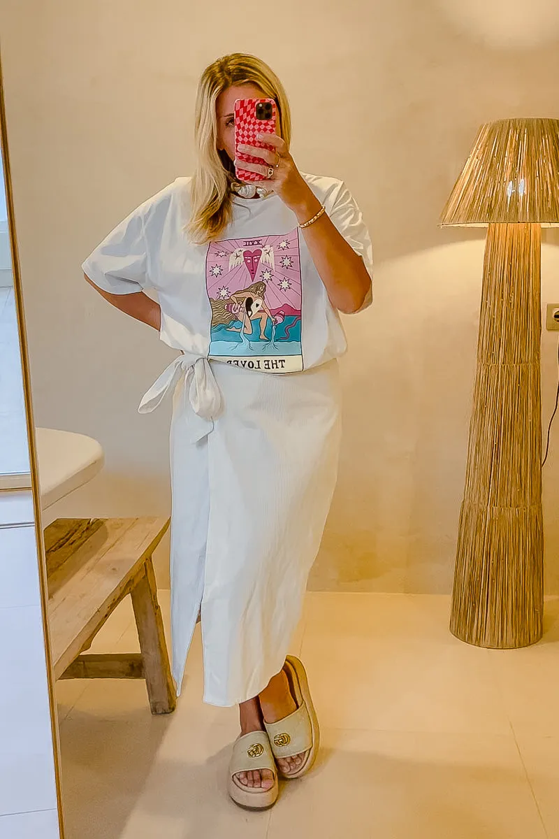 Anna Corduroy White Wrap Skirt
