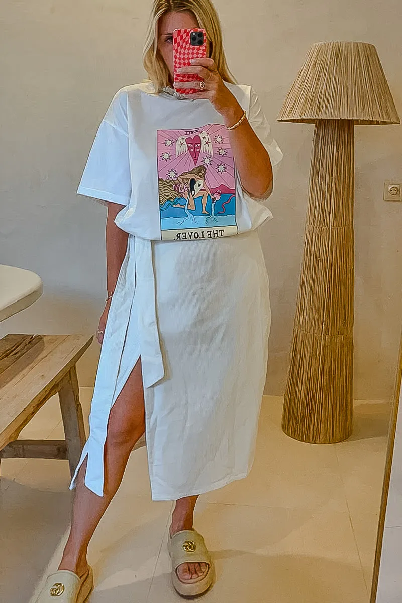 Anna Corduroy White Wrap Skirt