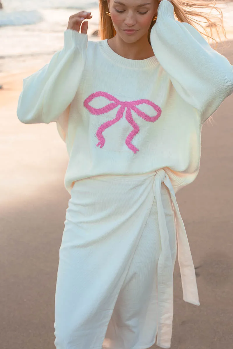 Anna Corduroy White Wrap Skirt