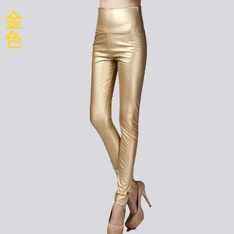 Autumn Winter Women Thin Velvet PU Leather Pants