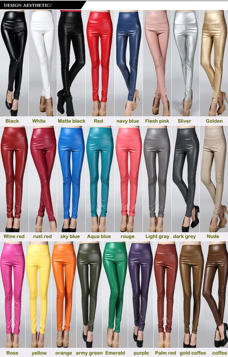 Autumn Winter Women Thin Velvet PU Leather Pants