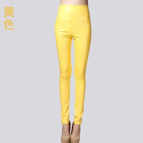 Autumn Winter Women Thin Velvet PU Leather Pants