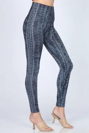 B4292DZ High Waist Full Length Legging All Shibori Tie-Dye - Obsidian