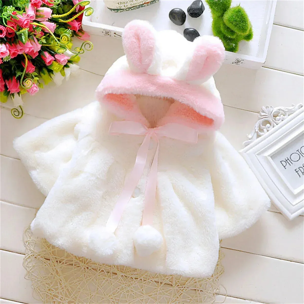 Baby Ear Fleece Cape - Cozy Winter Wear for  Babies & Toddlers girls.