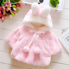 Baby Ear Fleece Cape - Cozy Winter Wear for  Babies & Toddlers girls.