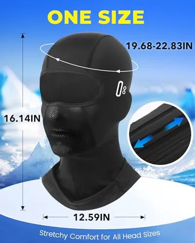 Balaclava Face Mask with Glasses Holes for Men Women Summer Cooling Shiesty Mask Sun UV Protection for Motorcycle Ski Work Black
