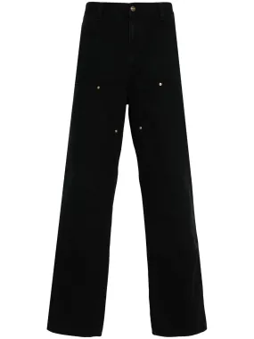 Black Aged Canvas Trousers