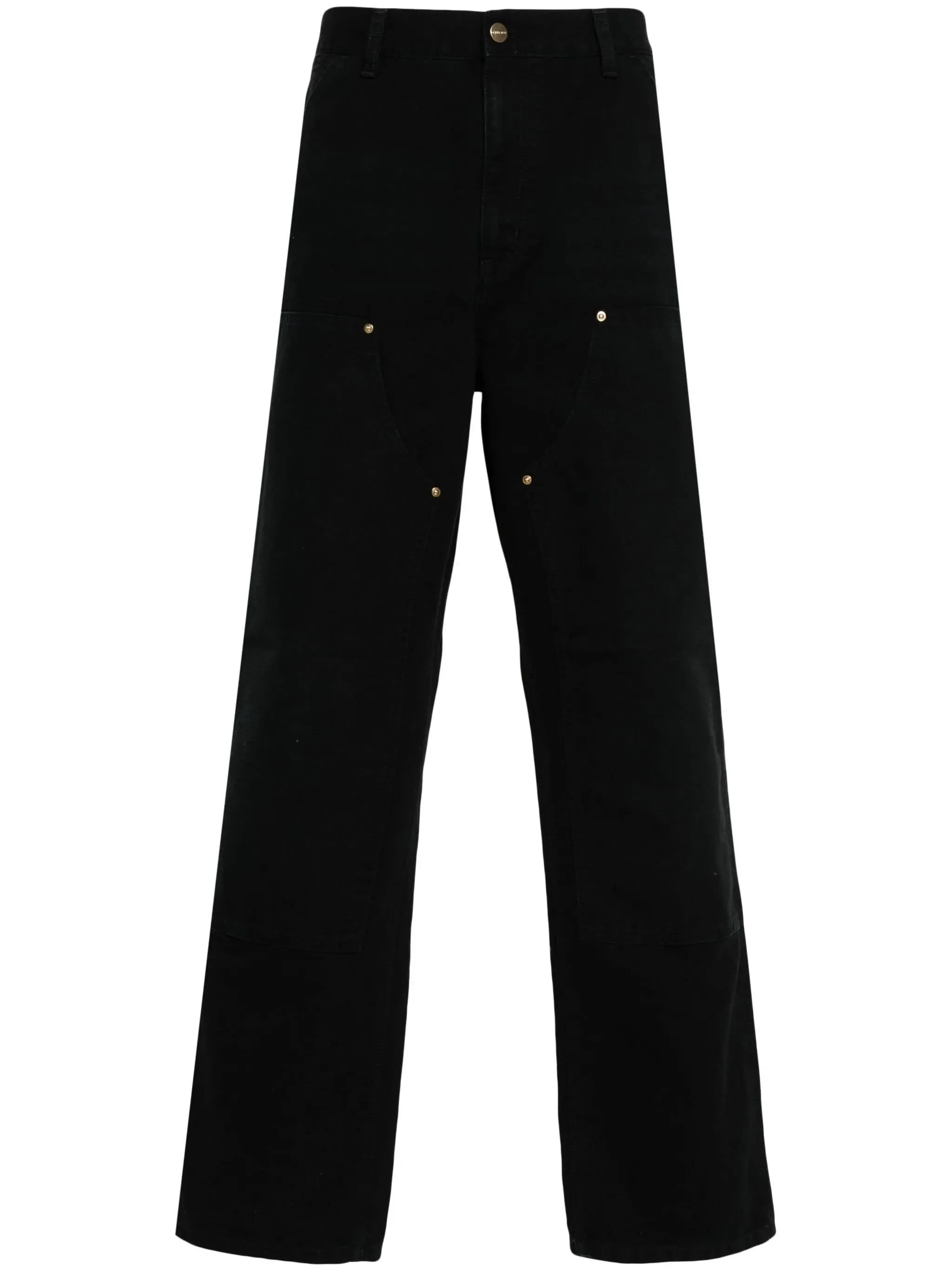 Black Aged Canvas Trousers