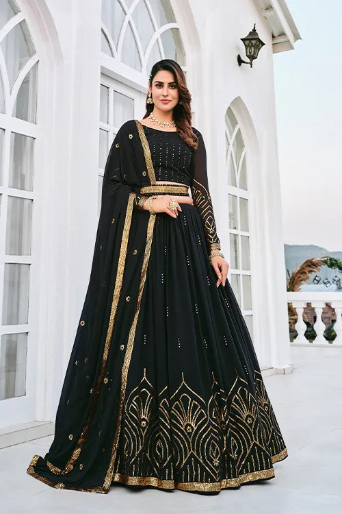Black Designer Exclusive Traditional Wedding Wear Lehenga Choli Collection