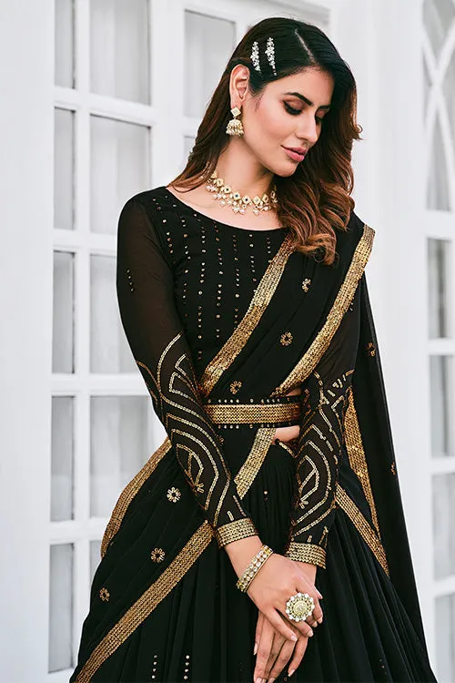 Black Designer Exclusive Traditional Wedding Wear Lehenga Choli Collection