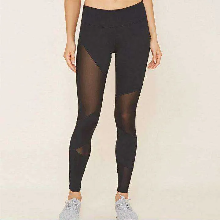 Black Mesh Splice Push Up Leggings