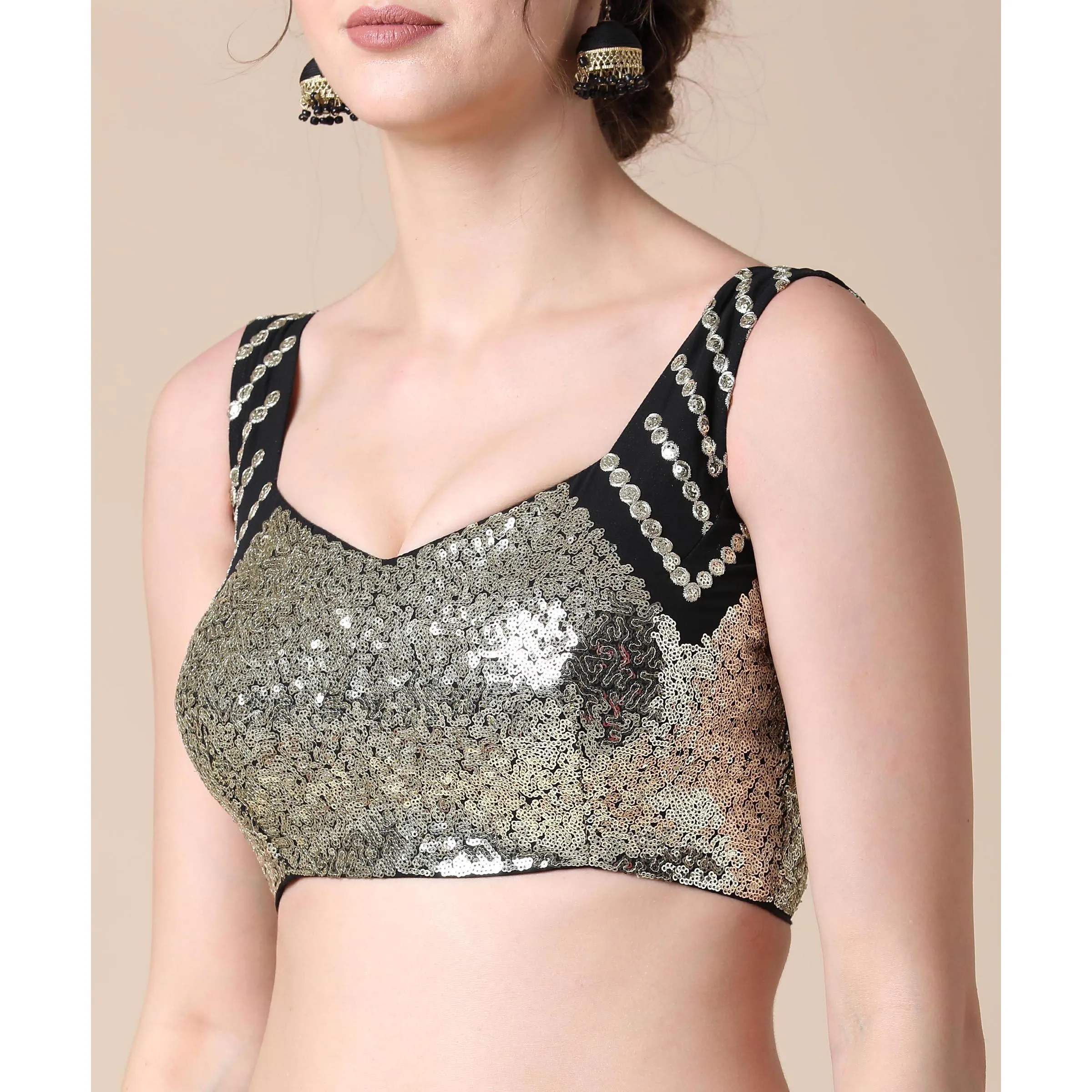 Black Partywear Sequins Embroidered Heavy Georgette Lehenga