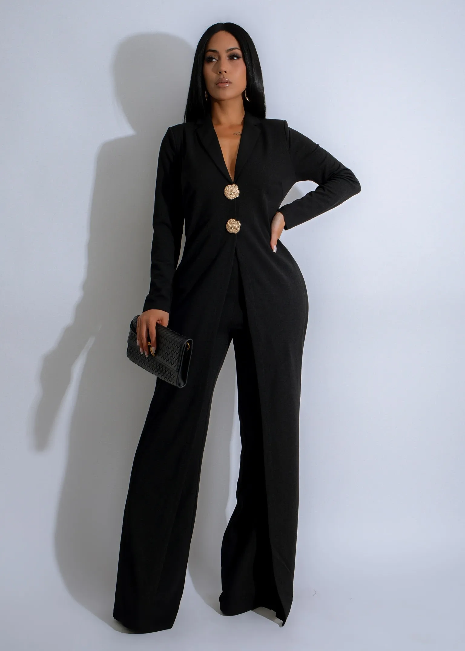 Black Tie Glam Jumpsuit Black