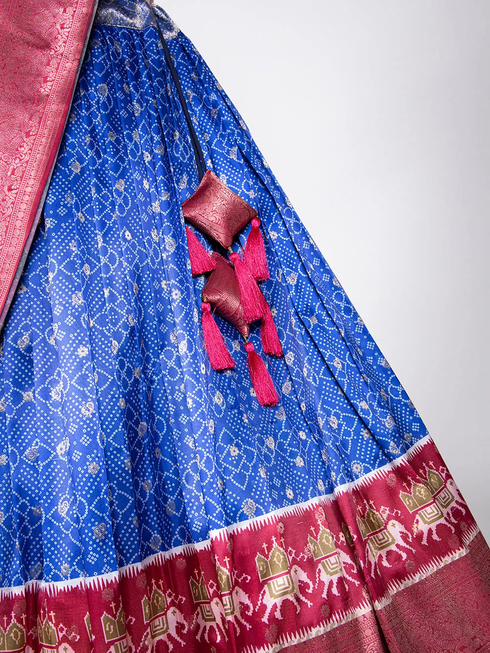 Blue Color Weaving Work With Digital Print Jacquard Silk Pattu Lehenga Choli