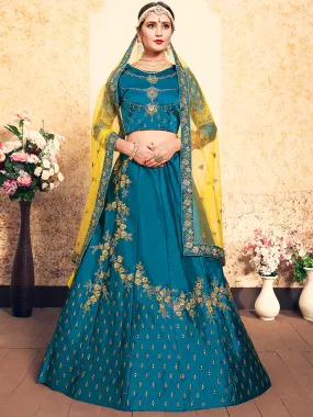 Blue Designer Soft Net Semi Stitched Lehenga Choli