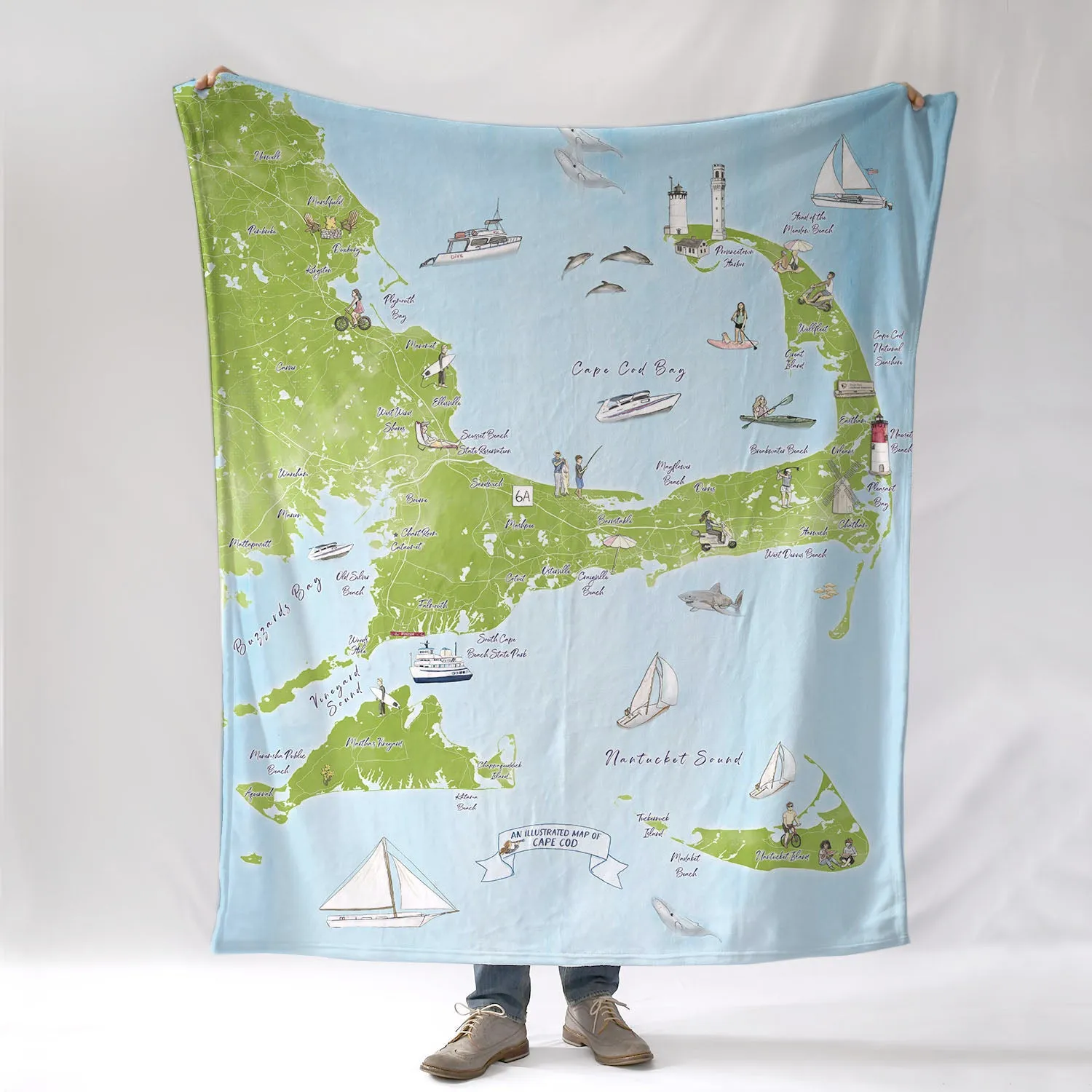 Cape Cod and the Islands Illustrated Map Blanket