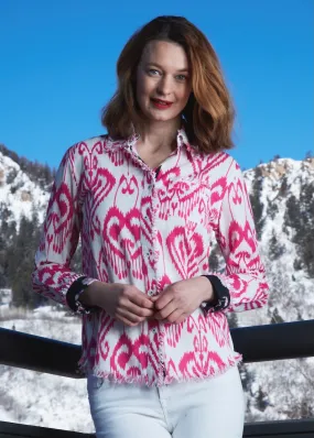 Cape Cod Tunic Pink White Ikat