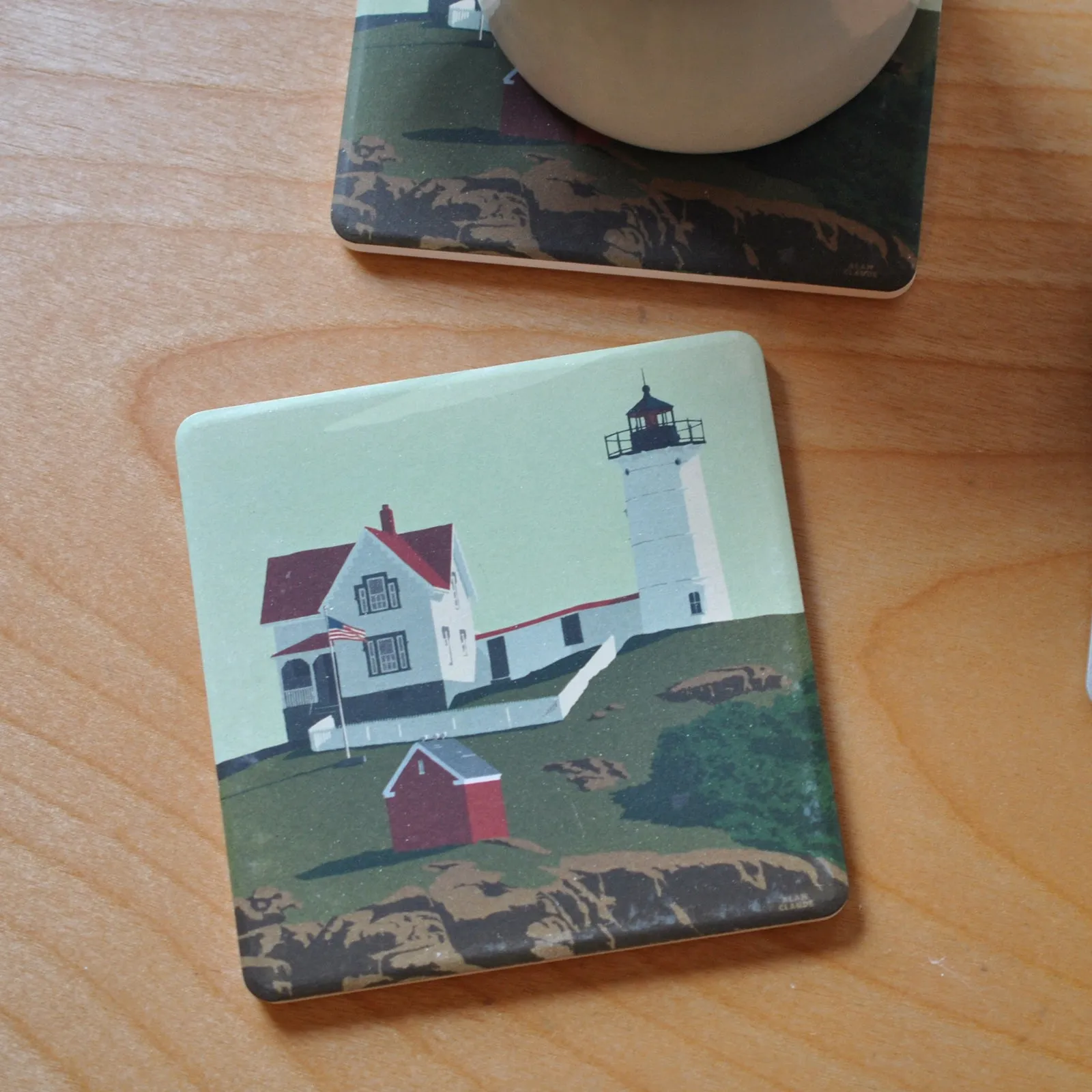 Cape Neddick Nubble Light Art Drink Coaster - Maine