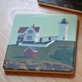 Cape Neddick Nubble Light Art Drink Coaster - Maine