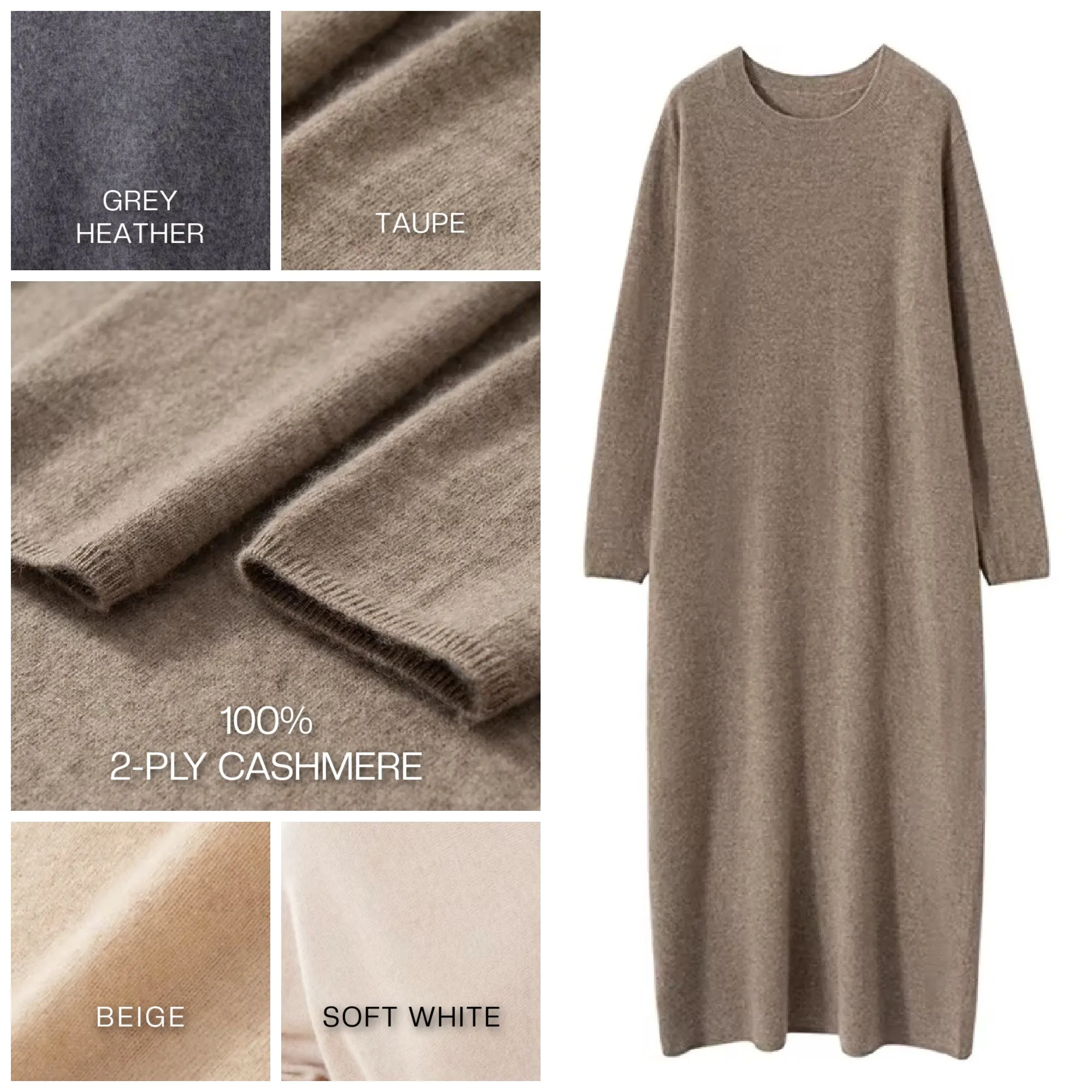 Cashmere Sweater Maxi Dress | 4 Colors | Cashmere knitwear by Econica