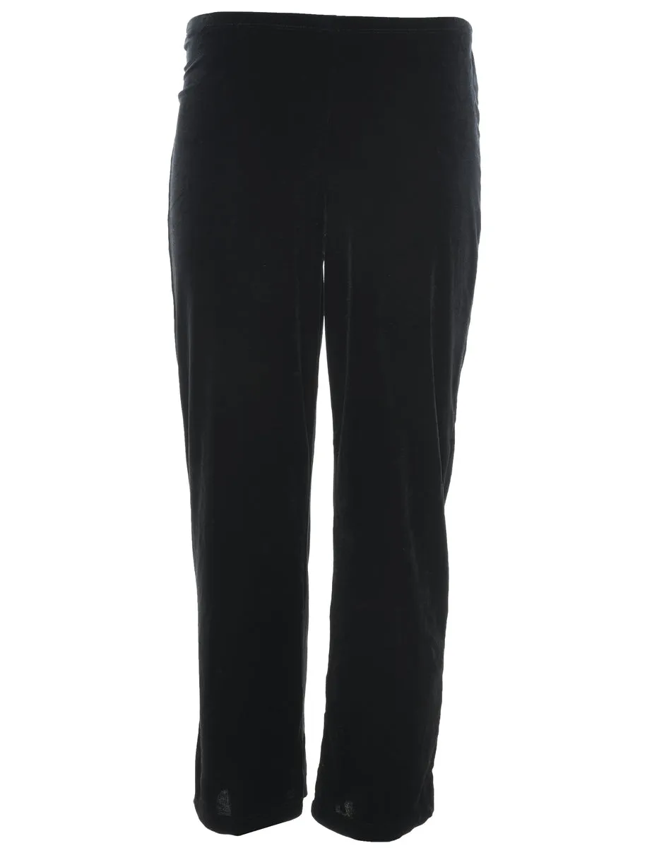 Classic Black Velvet Fabric Trousers - W28 L28