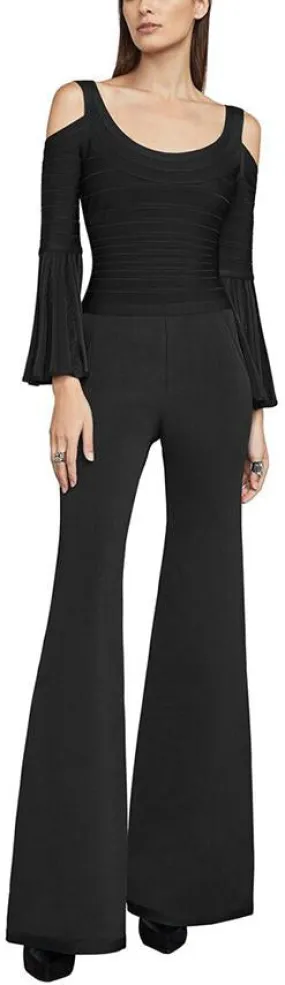 Cold-Shoulder Pleating Jumpsuit