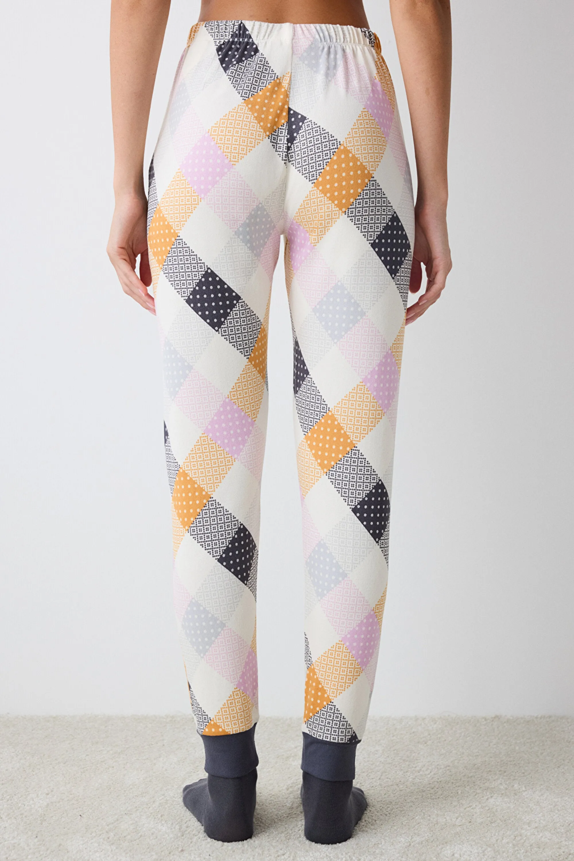 Colorful Gingham Thermal Multicolored Pants Pajama Bottoms