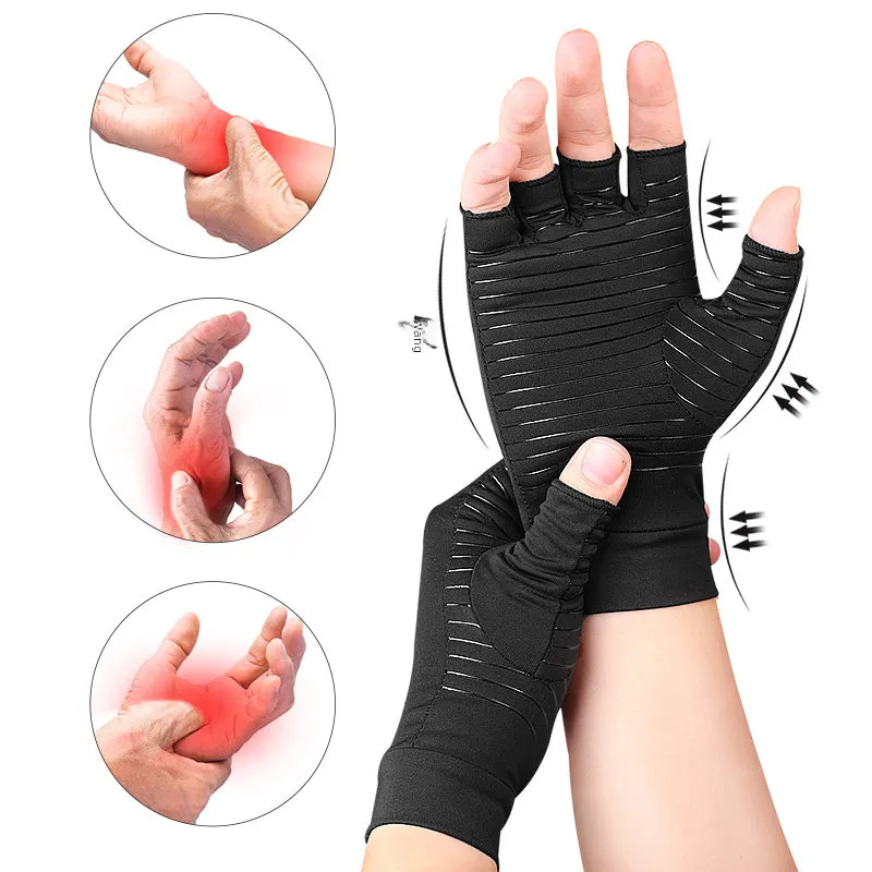 Copper Fiber Pressure Non-Slip Half-Finger Training Gloves