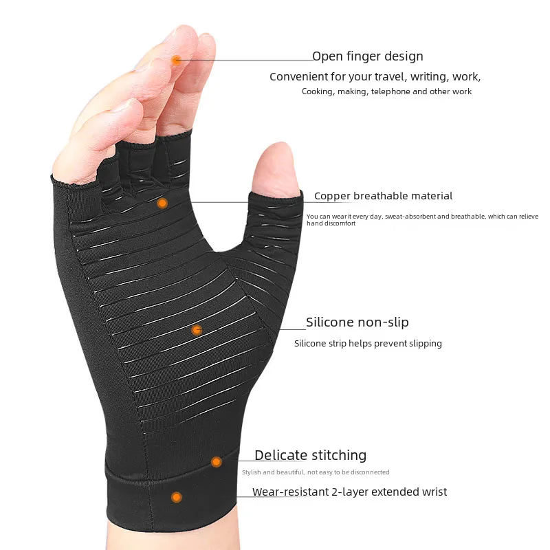 Copper Fiber Pressure Non-Slip Half-Finger Training Gloves