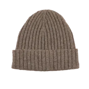 Corteccia Brown Ribbed Cashmere Beanie