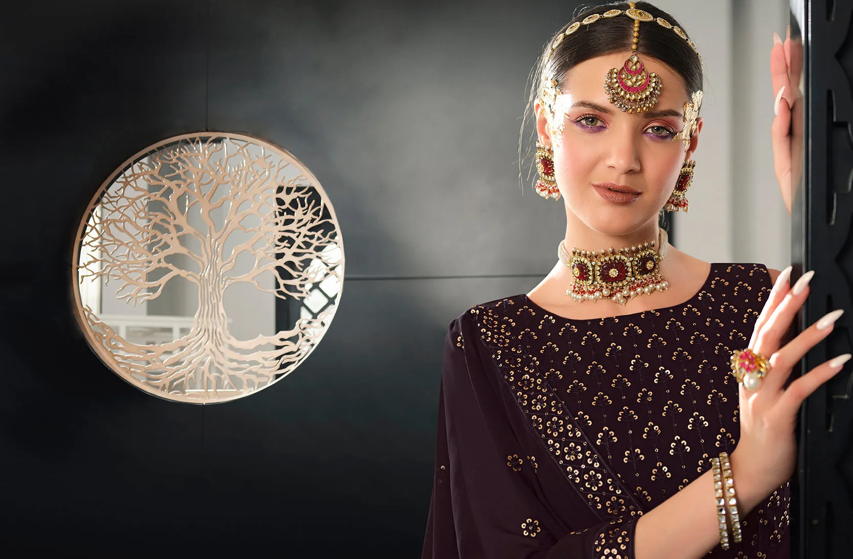 Designer Purple Color Sequence Thread Work Lehenga Choli With Belt