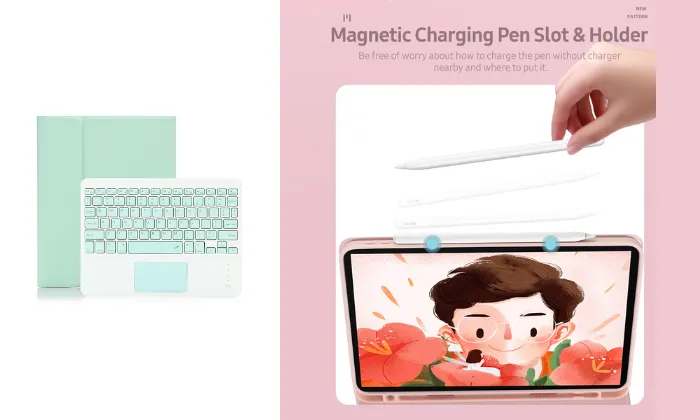 Detachable BT Keyboard Case with Touchpad Charging Pen