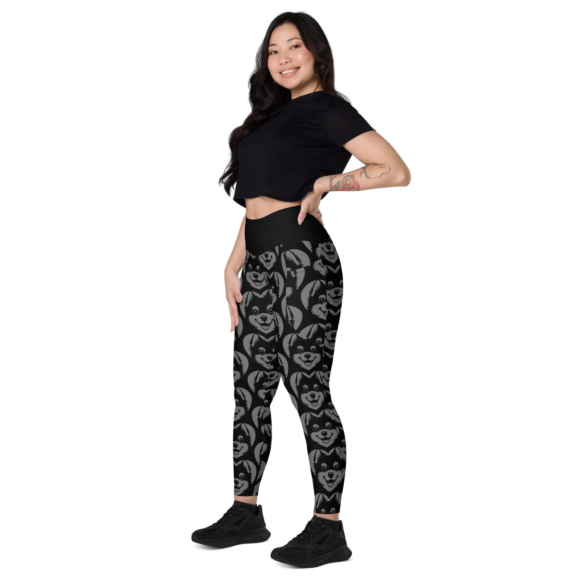 DOG BREED LEGGINGS with pockets - ALASKAN KLEE KAI - HERTTAHOUND - grey