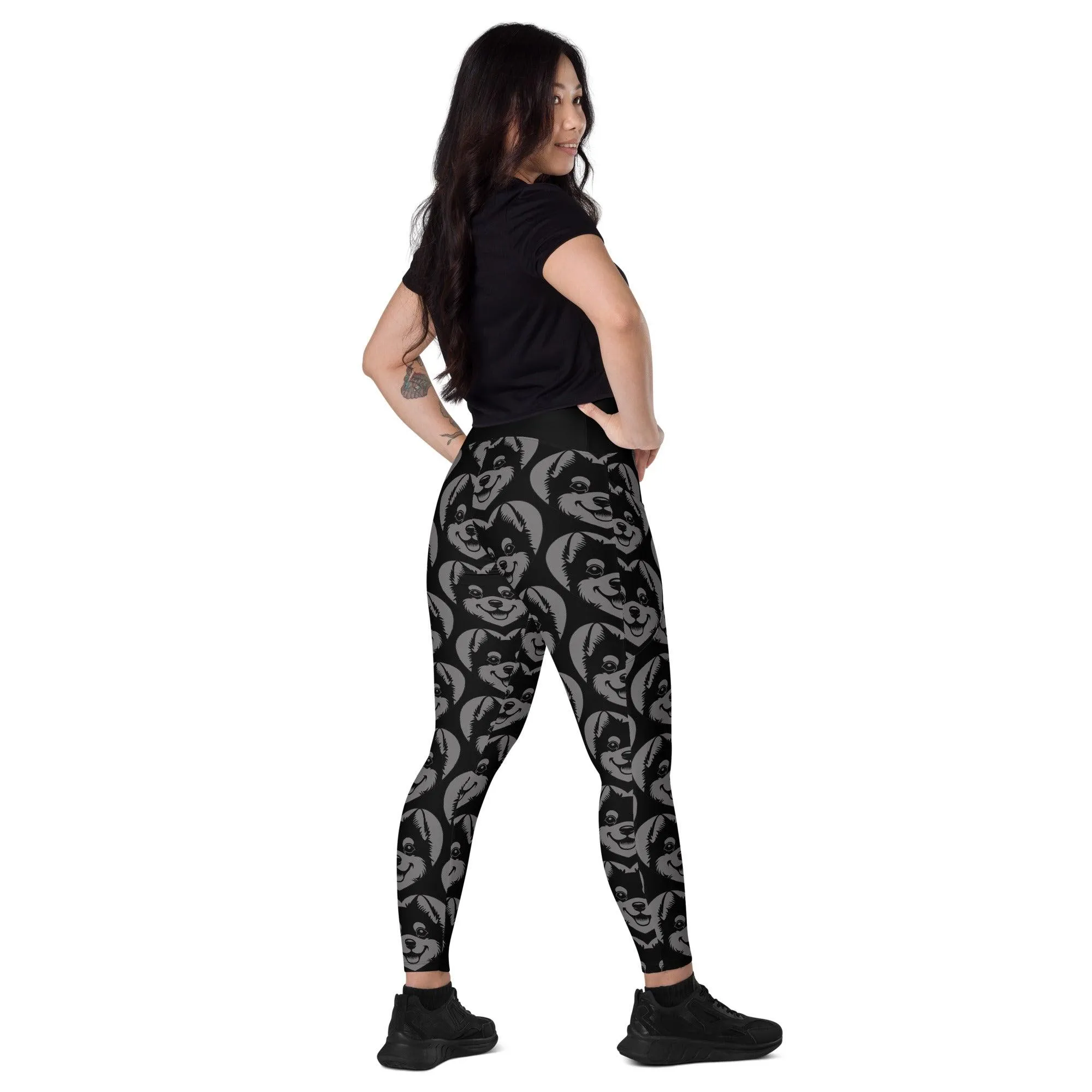 DOG BREED LEGGINGS with pockets - ALASKAN KLEE KAI - HERTTAHOUND - grey