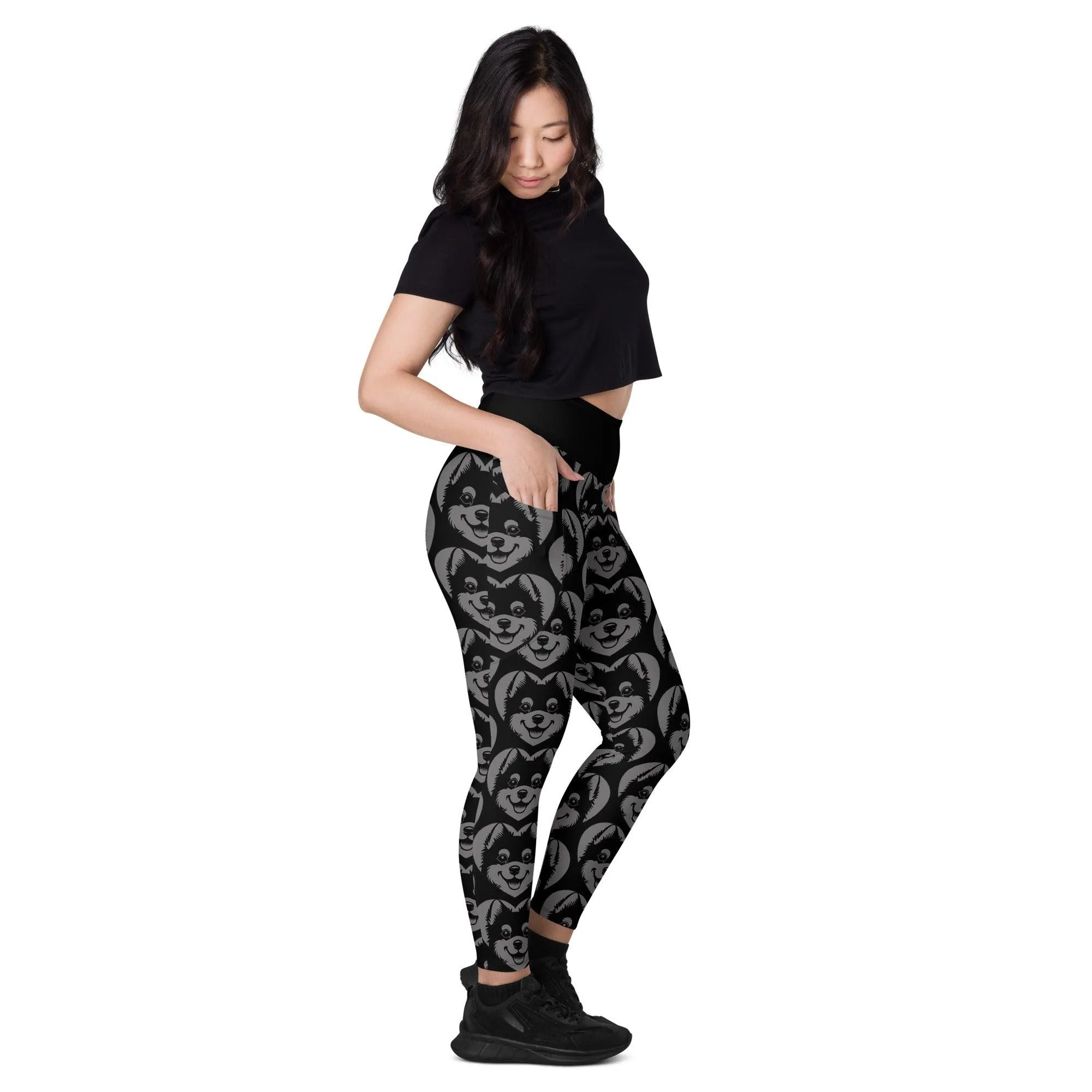 DOG BREED LEGGINGS with pockets - ALASKAN KLEE KAI - HERTTAHOUND - grey