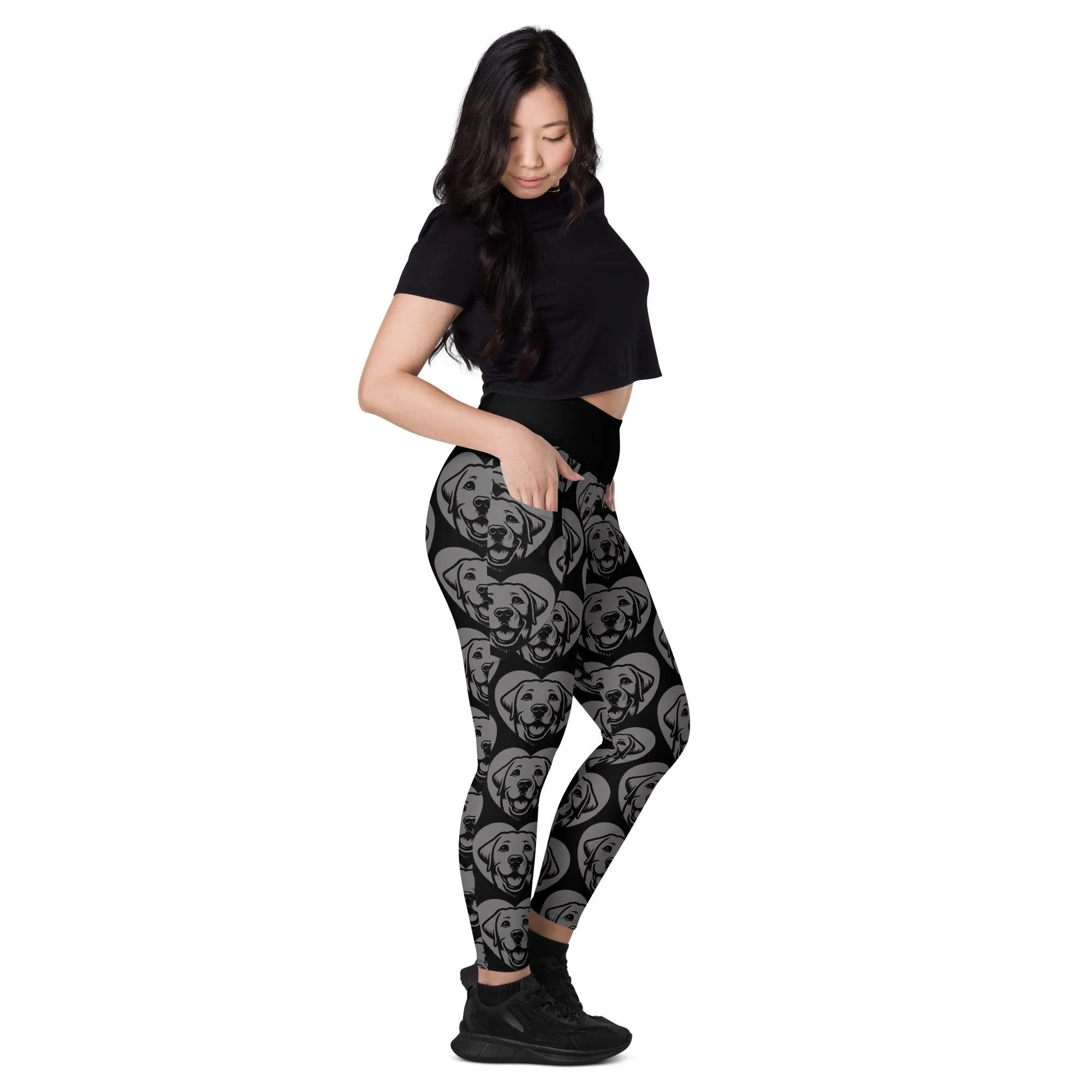 DOG BREED LEGGINGS with pockets - LABRADOR RETRIEVER - HERTTAHOUND - grey