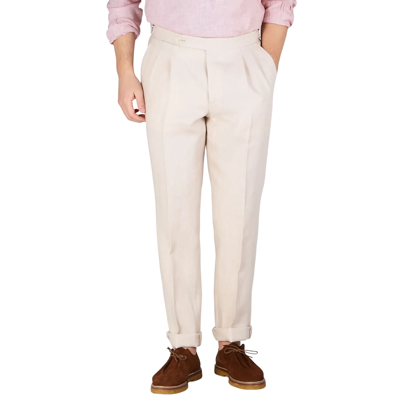 Dusty Beige Irish Linen Modello B Trousers