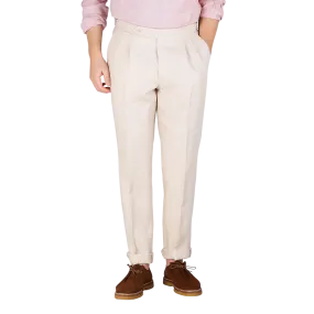 Dusty Beige Irish Linen Modello B Trousers