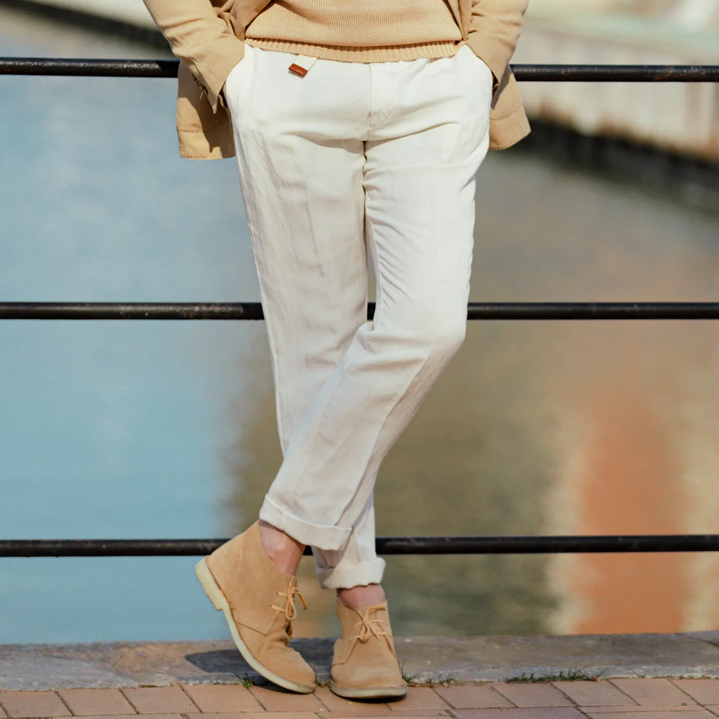Dusty Beige Irish Linen Modello B Trousers