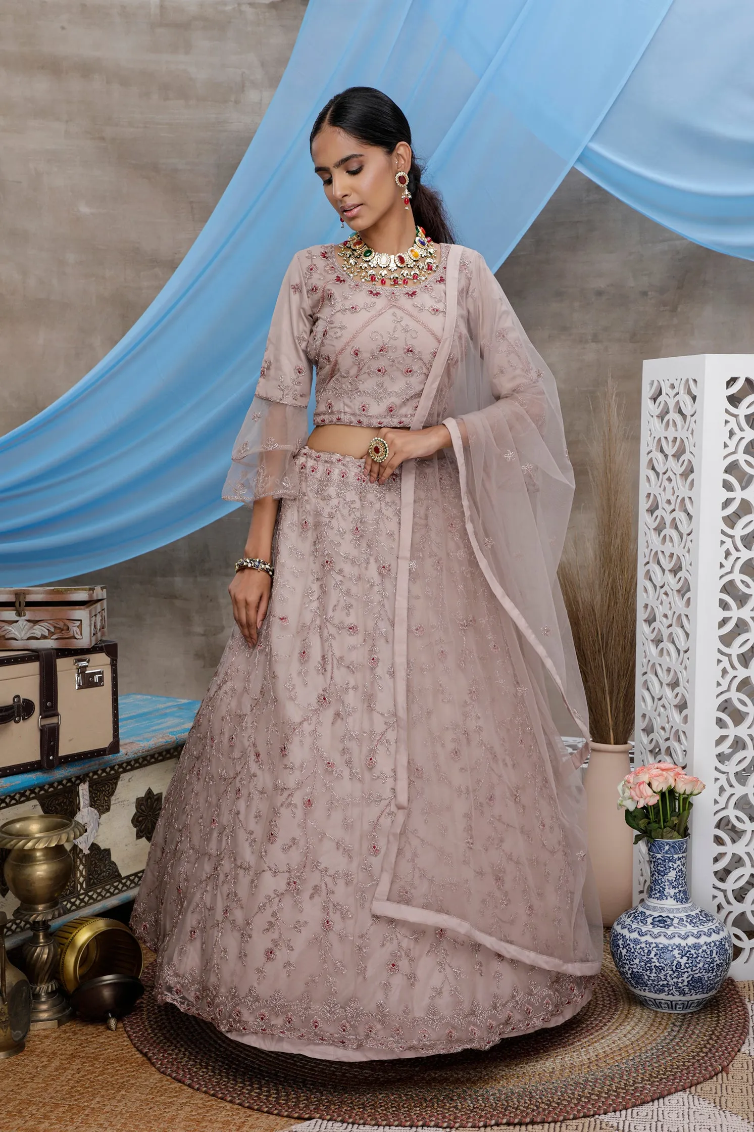 Dusty Purple Lehenga choli For women,wedding bridal wear lengha choli custom made party wear, Bollywood Style