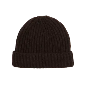 Ebony Cashmere Ribbed Beanie